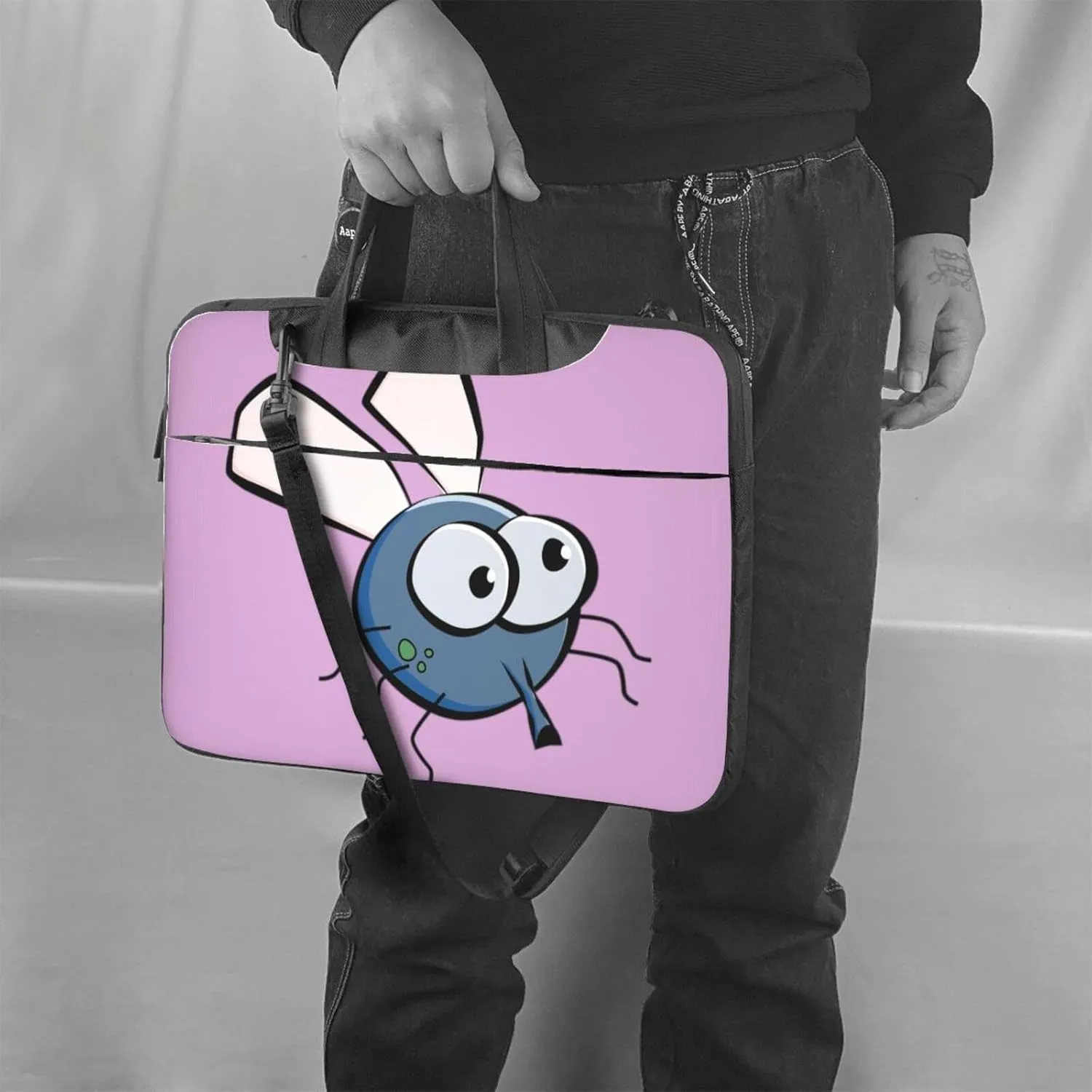 Insect Wings Eyes Cartoon Print Work Laptop Bag Stylish and Protective Laptop Case Briefcase for Men Women Office