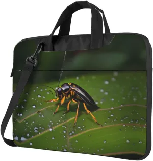 Insects on leaves picture Ultra-thin portable shoulder laptop bag Stylish and Protective Shockproof soft lining