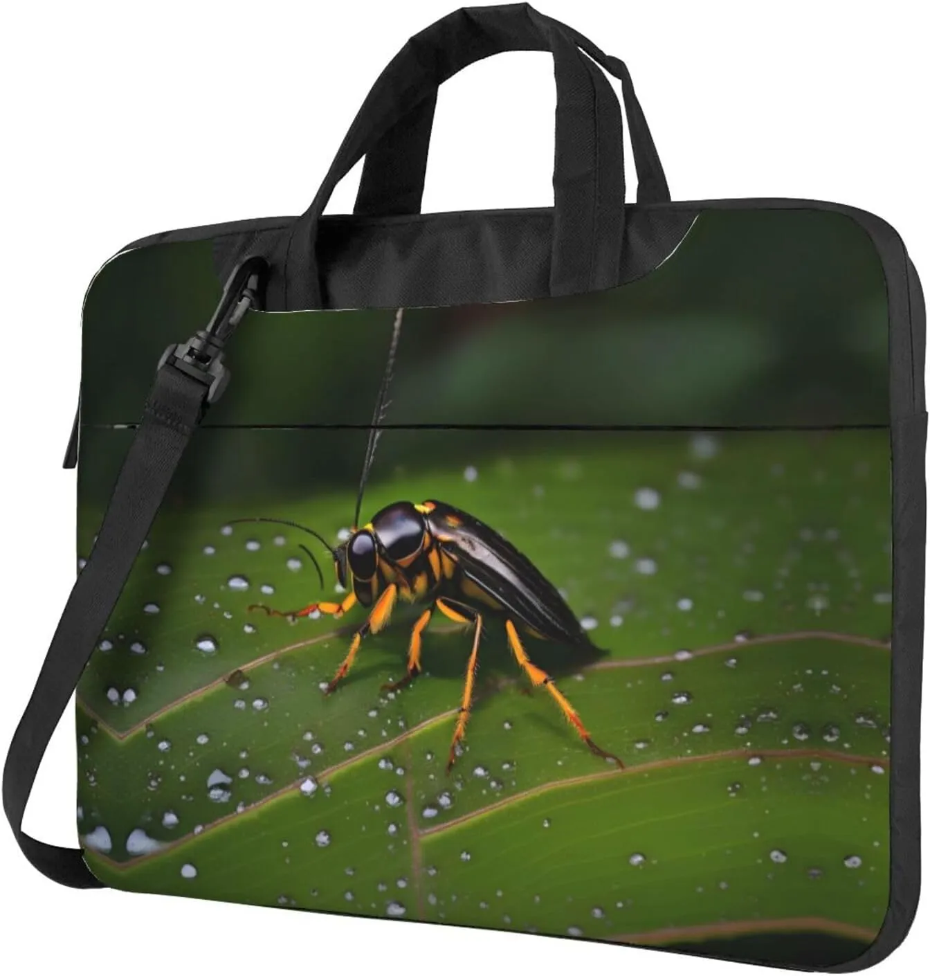 Insects on leaves picture Ultra-thin portable shoulder laptop bag Stylish and Protective Shockproof soft lining