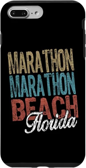 iPhone 7 Plus/8 Plus MARATHON BEACH Florida HIBISCUS & SCRIPT Three Tone Palm Case