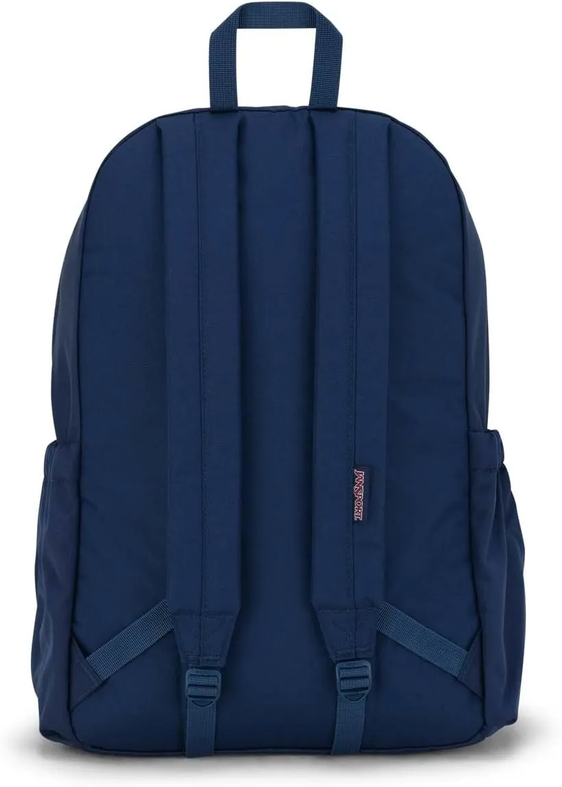 JanSport Lounge Pack – Large Main Compartment, Dual Water Bottle Pockets, Front Drawcord Pocket, Padded Laptop Sleeve, Navy