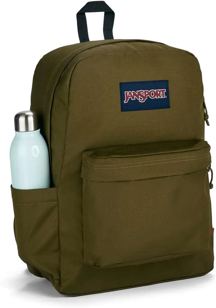 JanSport SuperBreak Plus Backpack with Padded 15-inch Laptop Sleeve and Integrated Bottle Pocket - Spacious and Durable Daypack for Work and Travel - Army Green