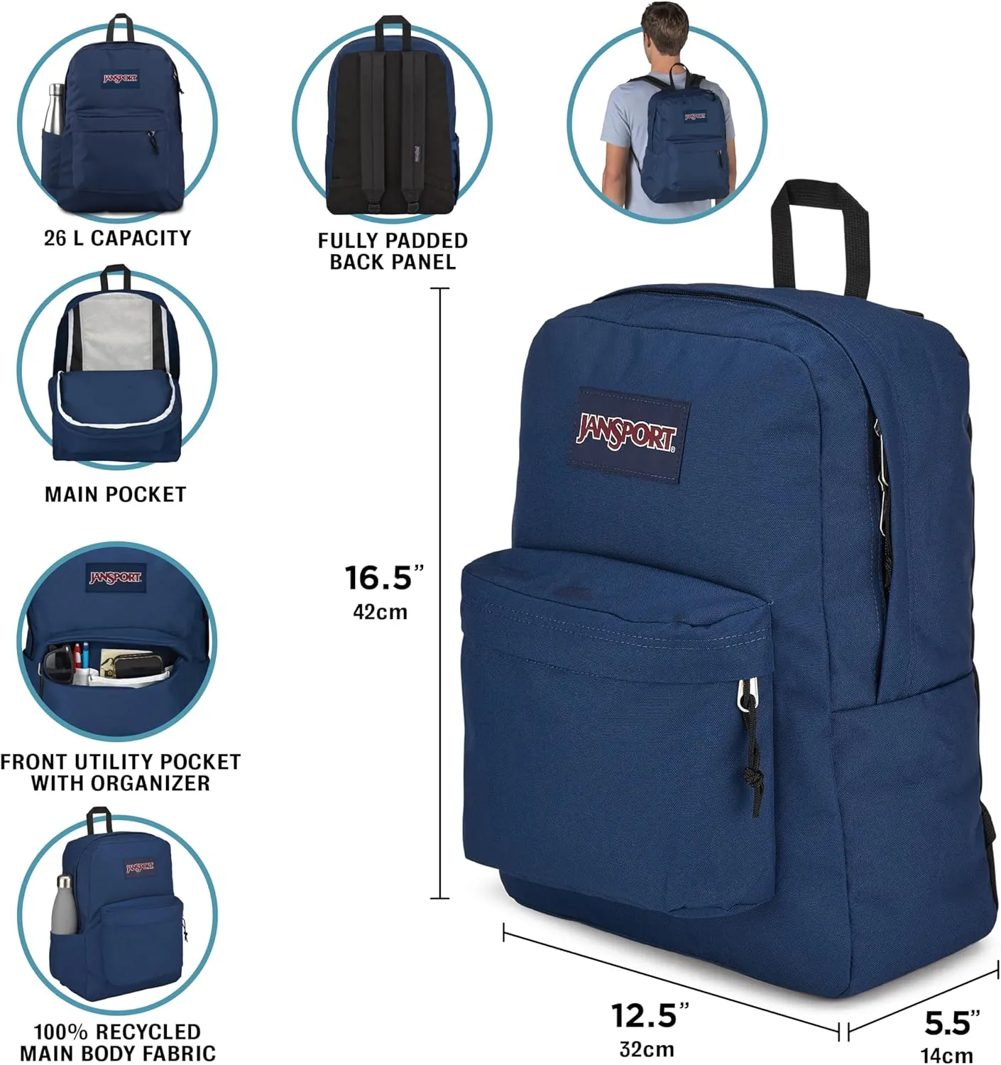 JanSport SuperBreak Plus Backpack with Padded 15-inch Laptop Sleeve and Integrated Bottle Pocket - Spacious and Durable Daypack for Work and Travel - Barbed Wire Buddy