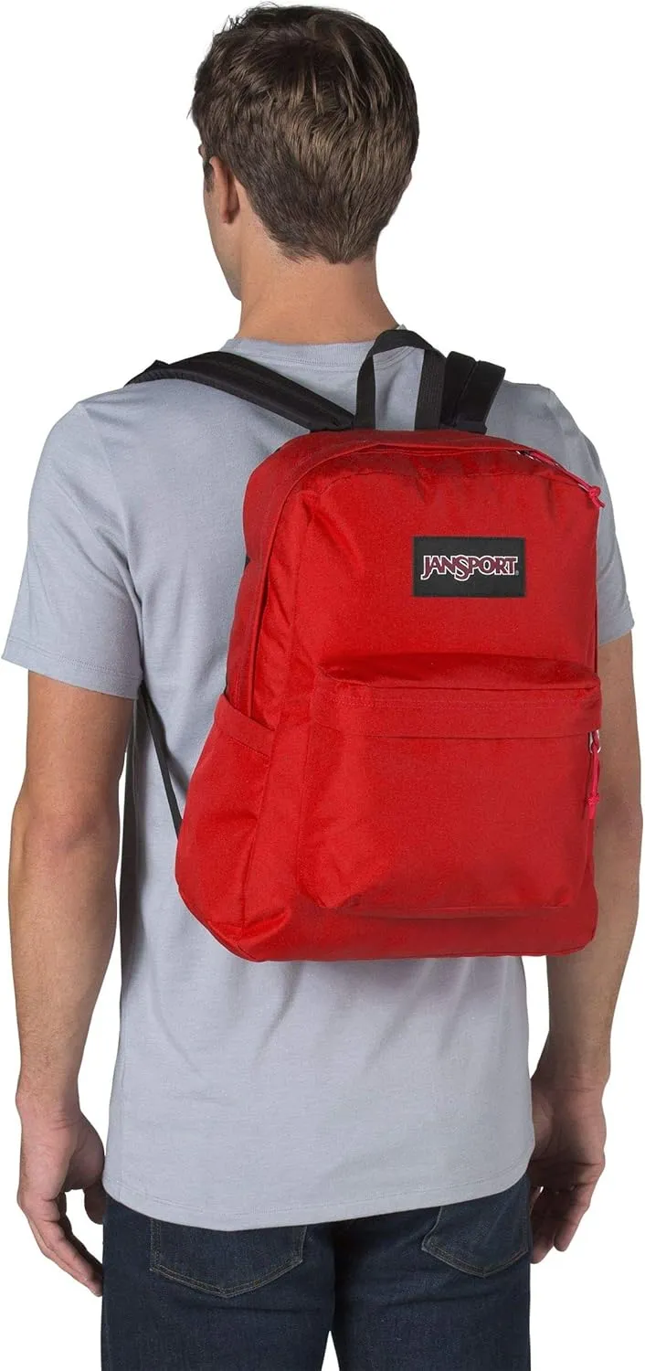 JanSport SuperBreak Plus Backpack with Padded 15-inch Laptop Sleeve and Integrated Bottle Pocket - Spacious and Durable Daypack for Work and Travel - Red Tape