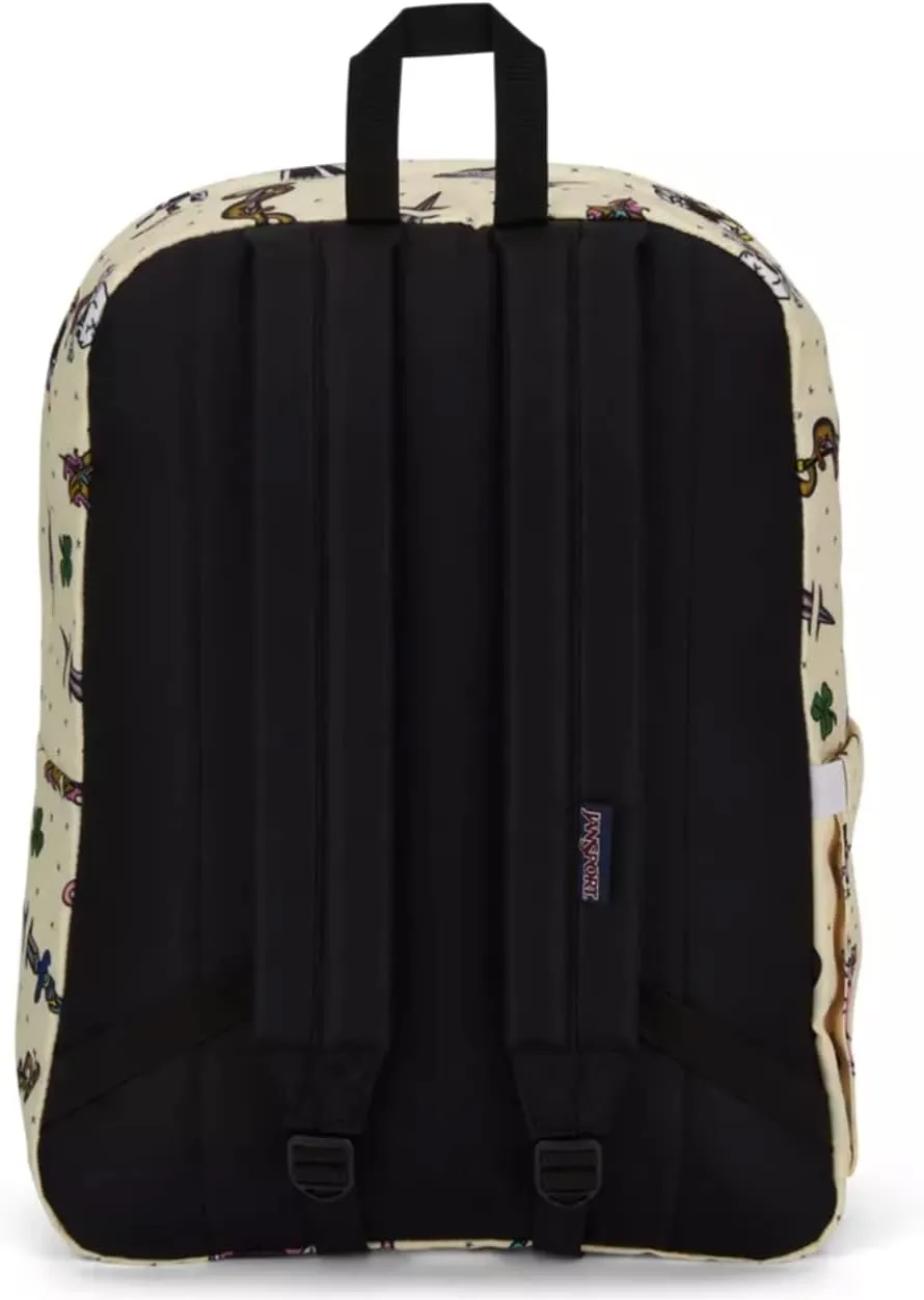 JanSport SuperBreak Plus Backpack with Padded 15-inch Laptop Sleeve and Integrated Bottle Pocket - Spacious and Durable Daypack for Work and Travel - Traditional Tats