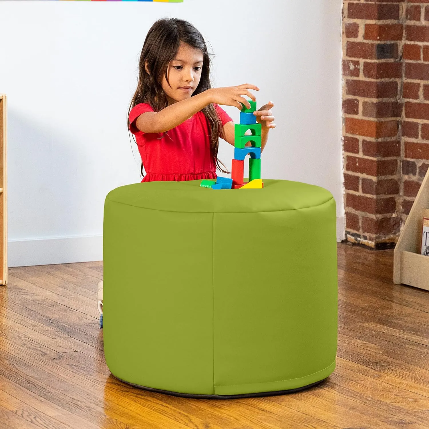 Jaxx Mallo Modular Pouf Classroom Bean Bag Seat, Premium Vinyl - Green