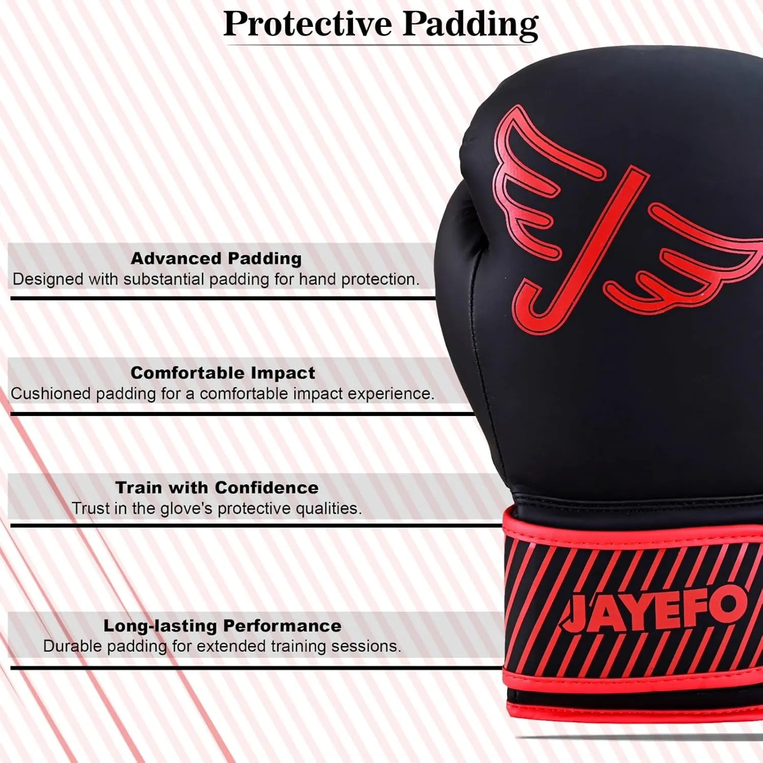 Jayefo R-58 Boxing Gloves | Unisex Pro Training for Kickboxing, MMA, Muay Thai | Heavy Punching Bag Gloves, Focus Pad Mitts | Ventilated Palm