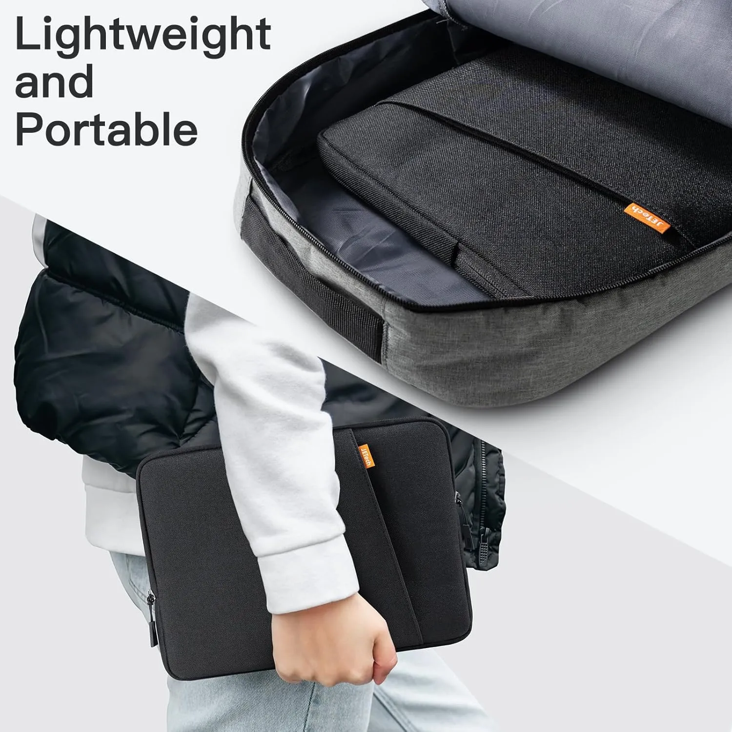 JETech Laptop Sleeve for 13-14Inch MacBook Air/Pro (M4/M3/M2/M1) 2021-2025, 13-13.6 Inch Notebook, Waterproof Shock Resistant Bag Case with Accessory Pocket (Black)