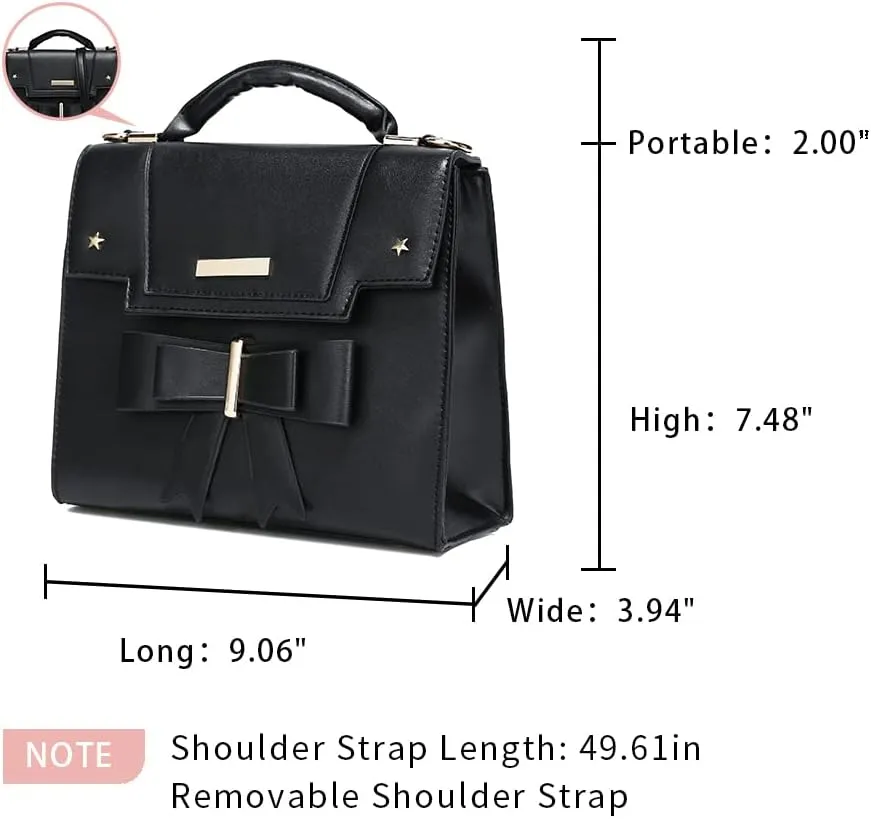 JHVYF Women's Cute Wings Bow Top Handle Cross Body Shoulder Bags Girls Kawaii Handbag