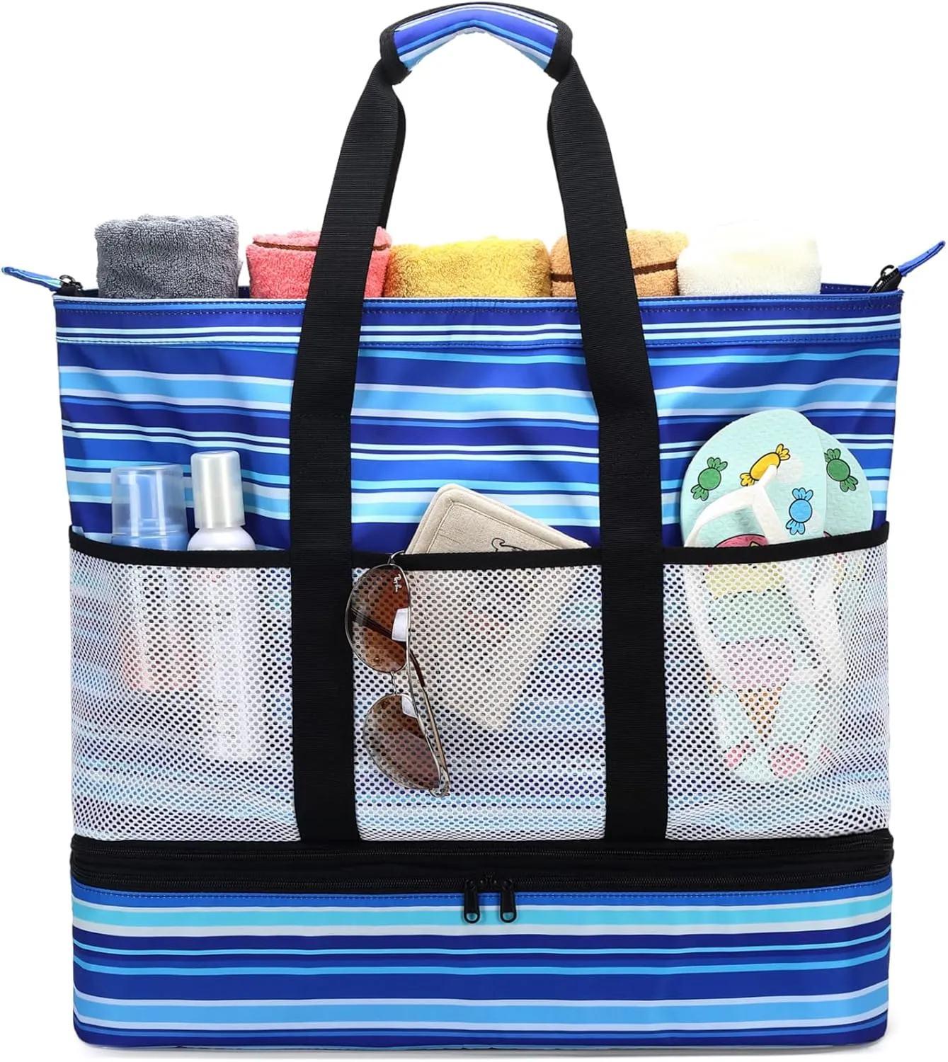 JIANYA Beach Bag Women Waterproof Sandproof Beach Tote Bags with Cooler Top Zipper Large Totes for Pool Travel Daily