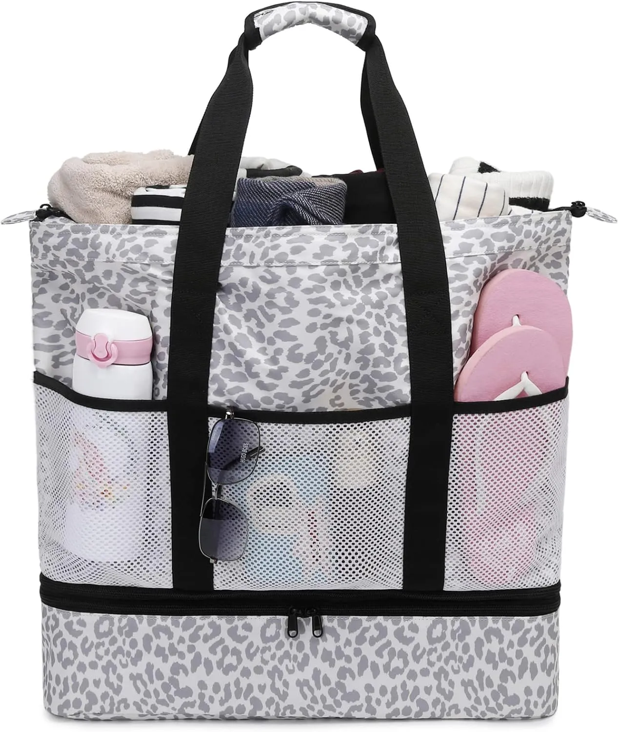 JIANYA Beach Bag Women Waterproof Sandproof Beach Tote Bags with Cooler Top Zipper Large Totes for Pool Travel Daily