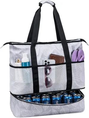 JIANYA Beach Bag XL Women Waterproof Beach Tote Pool Bags with Cooler Sandproof Beach Essentials for Beach Vacation Travel