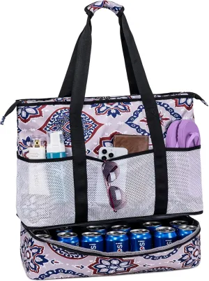 JIANYA Beach Bag XL Women Waterproof Beach Tote Pool Bags with Cooler Sandproof Beach Essentials for Beach Vacation Travel