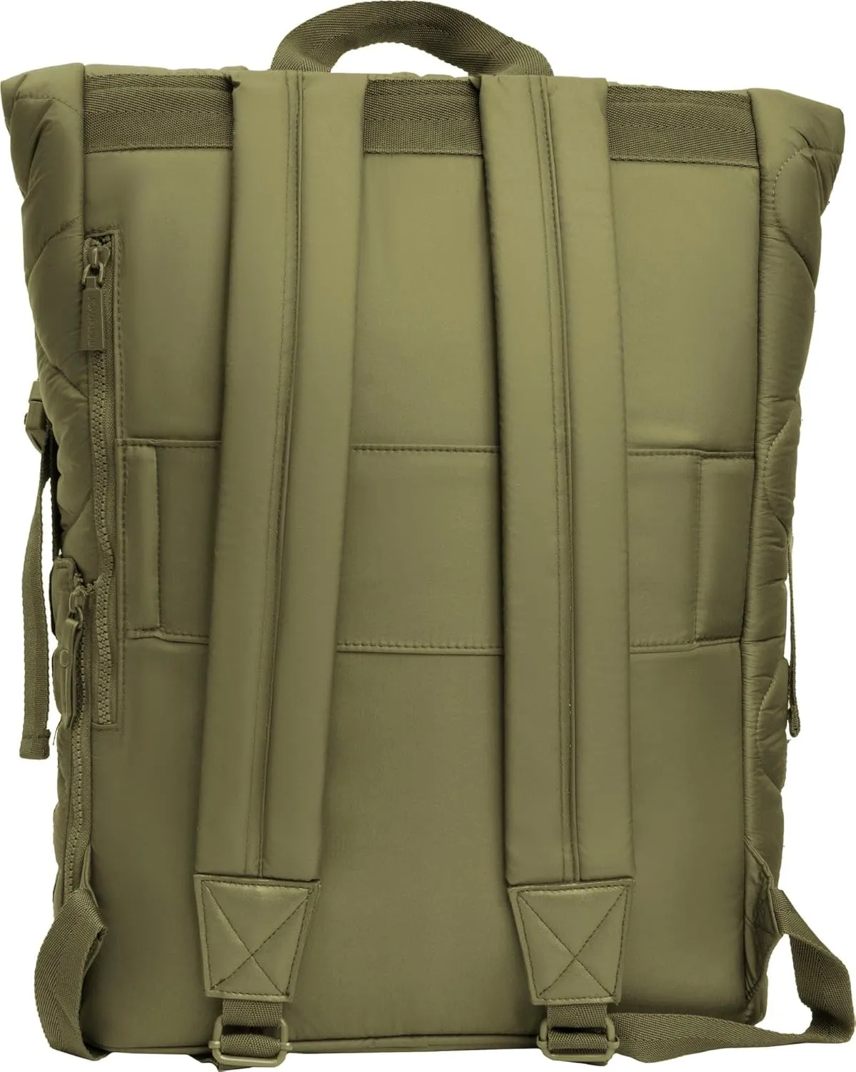 Joan & David 18 Inch Puffer Nylon Wave Quilted Foldover Workbook Backpack (Olive)