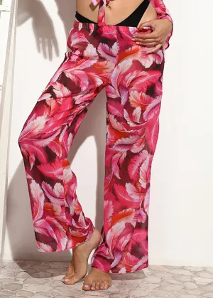 Jolidon Palazzo-Hose TEMPTATION pink Federnmotiv aus halbtransparentem Mesh