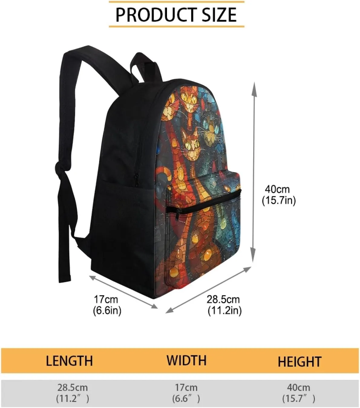 JooMeryer Galaxy Cat Print Backpack Bags for Boys Girls Kids Aniaml School Bags Casual Shoulder Bag Travel Daypack Knapsack,Art Geometry Cat 1
