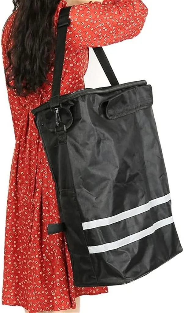JSEIAJB 35l Shopping Trolley Cart Tote Shoulder Bag Foldable Reusable Waterproof Bags Organizer Adjustable(D)