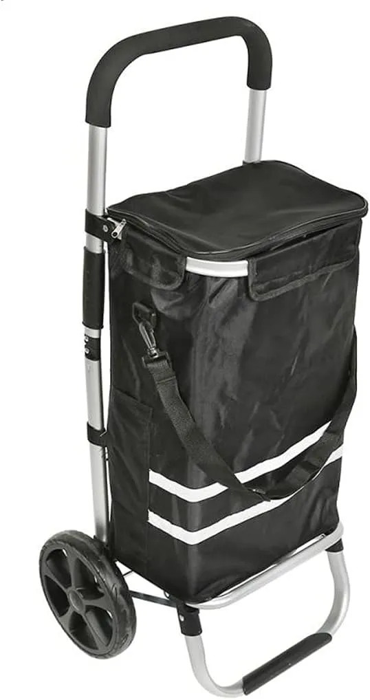 JSEIAJB 35l Shopping Trolley Cart Tote Shoulder Bag Foldable Reusable Waterproof Bags Organizer Adjustable(D)