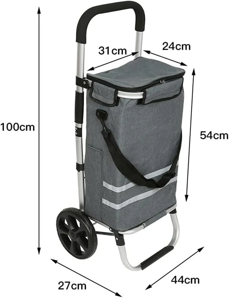 JSEIAJB 35l Shopping Trolley Cart Tote Shoulder Bag Foldable Reusable Waterproof Bags Organizer Adjustable(D)