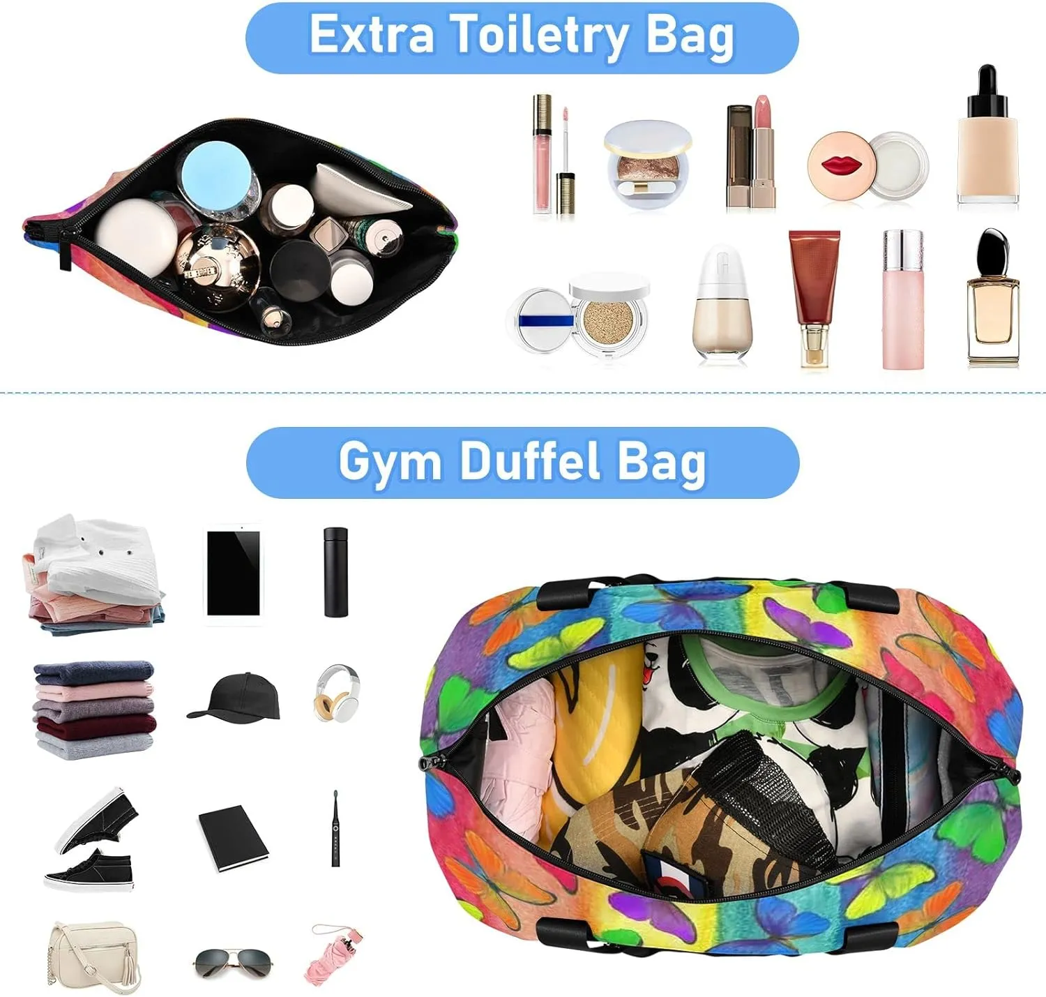 JSTEL Sport Tote Bag for Women,Gym Bag Pattern Duffle Bag with Shoe Compartment and Wet Pocket,Ladies Beach Bag Overnight Bag