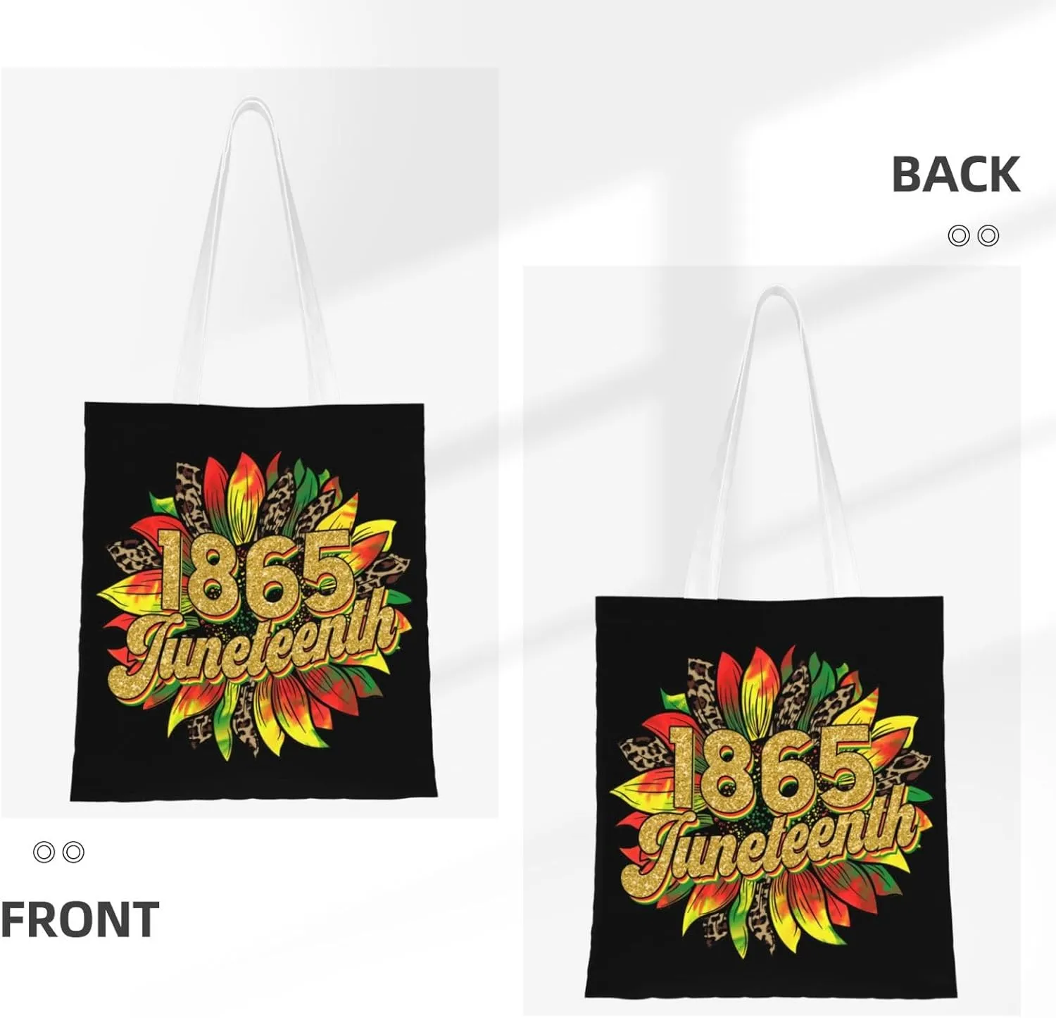 Juneteenth Black Month Lip Kiss Sunflower Tote Bag Reusable Shoulder Tote Bag For Women Lady Vacation, Shopping, Work