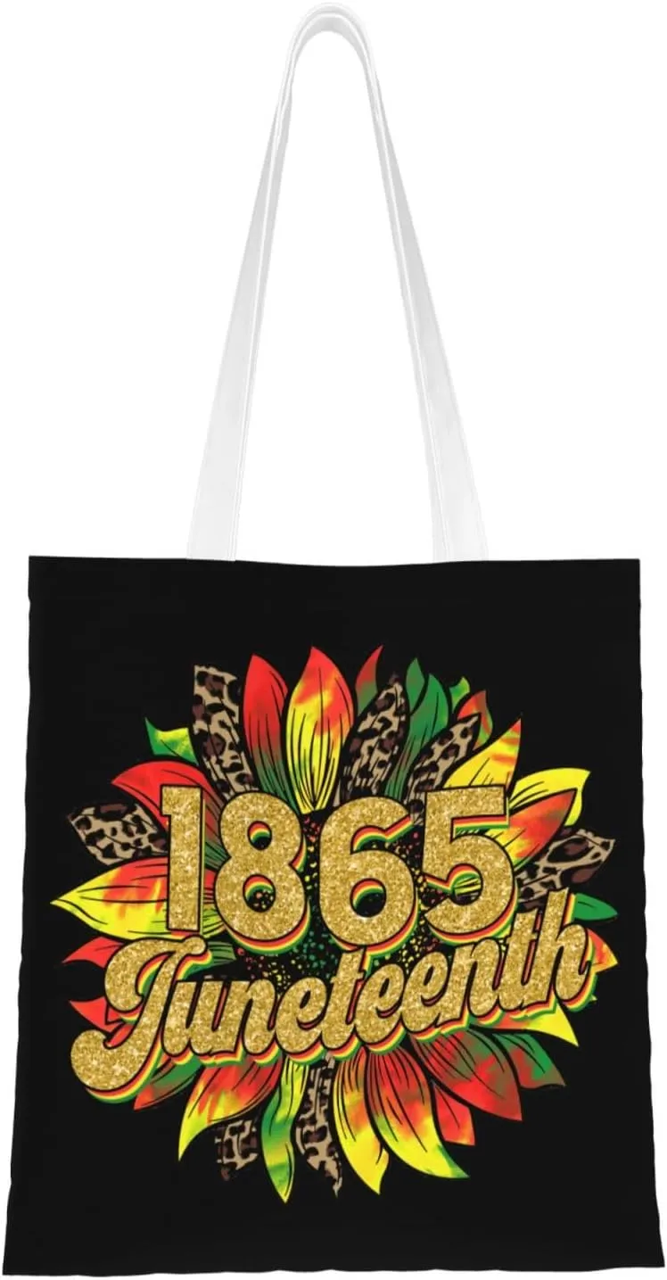 Juneteenth Black Month Lip Kiss Sunflower Tote Bag Reusable Shoulder Tote Bag For Women Lady Vacation, Shopping, Work