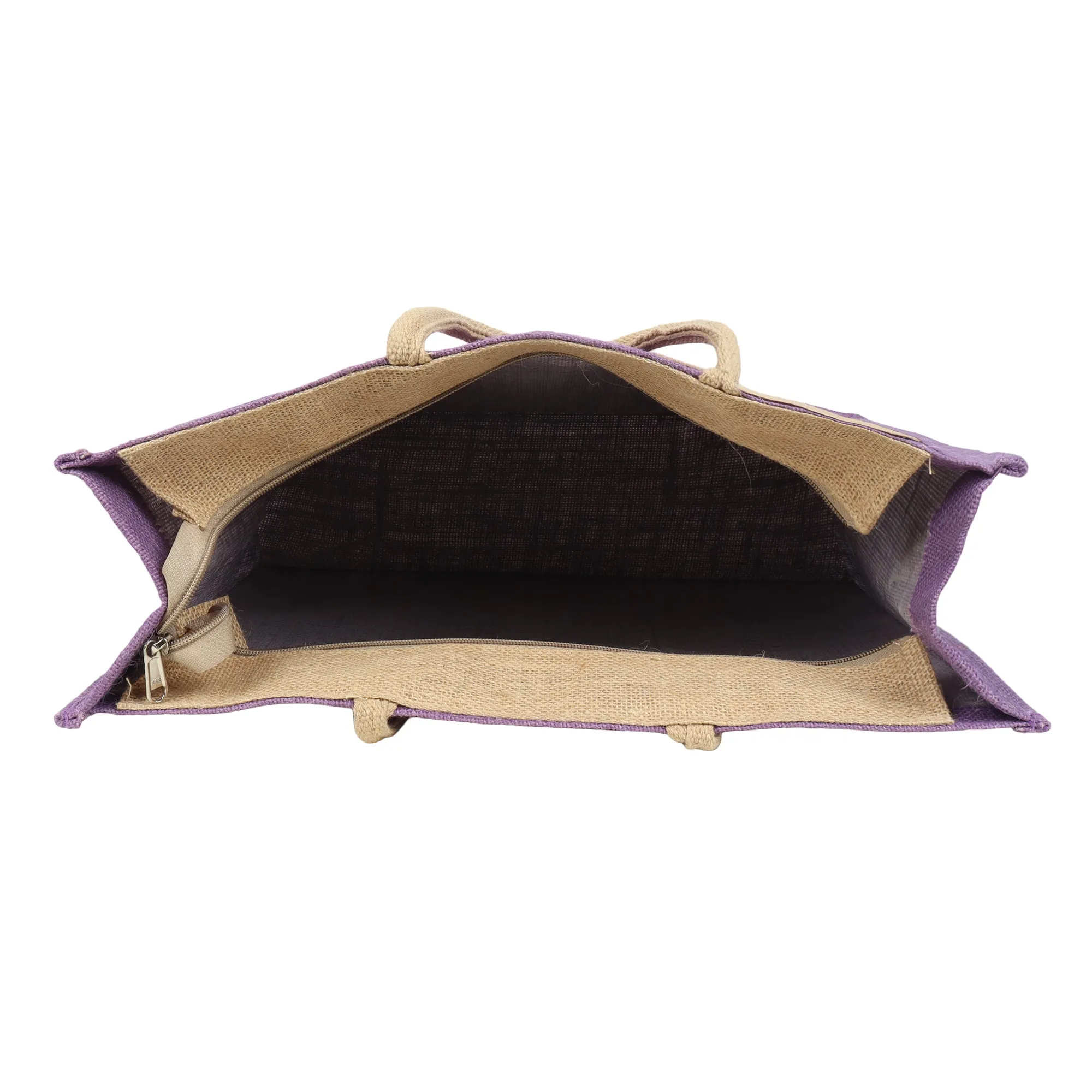 Jute Grocery Shopping Bags for Carry Milk Fruits Vegetable with Reinforced Handles With Zipper (Pack of 2)