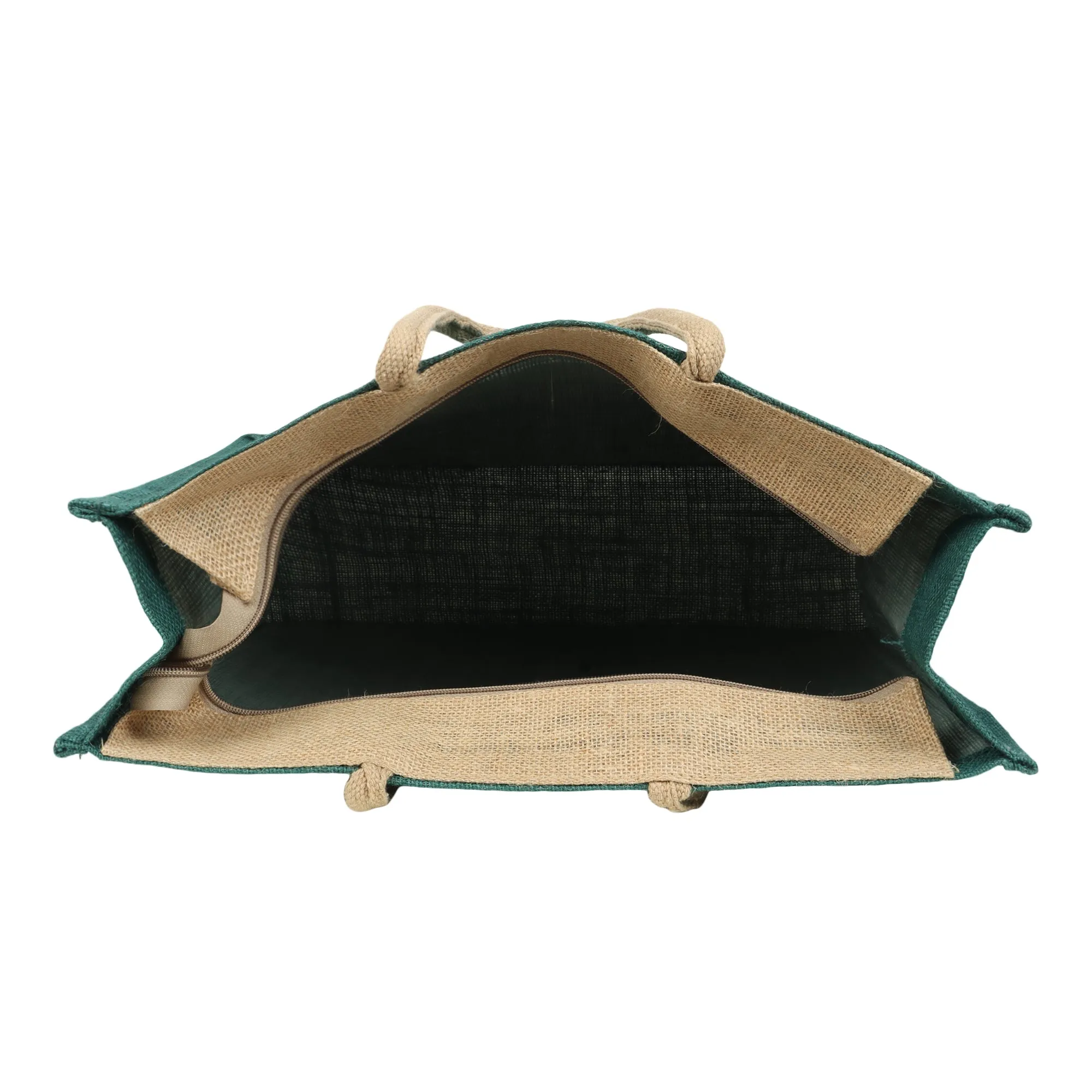 Jute Grocery Shopping Bags for Carry Milk Fruits Vegetable with Reinforced Handles With Zipper (Pack of 2)