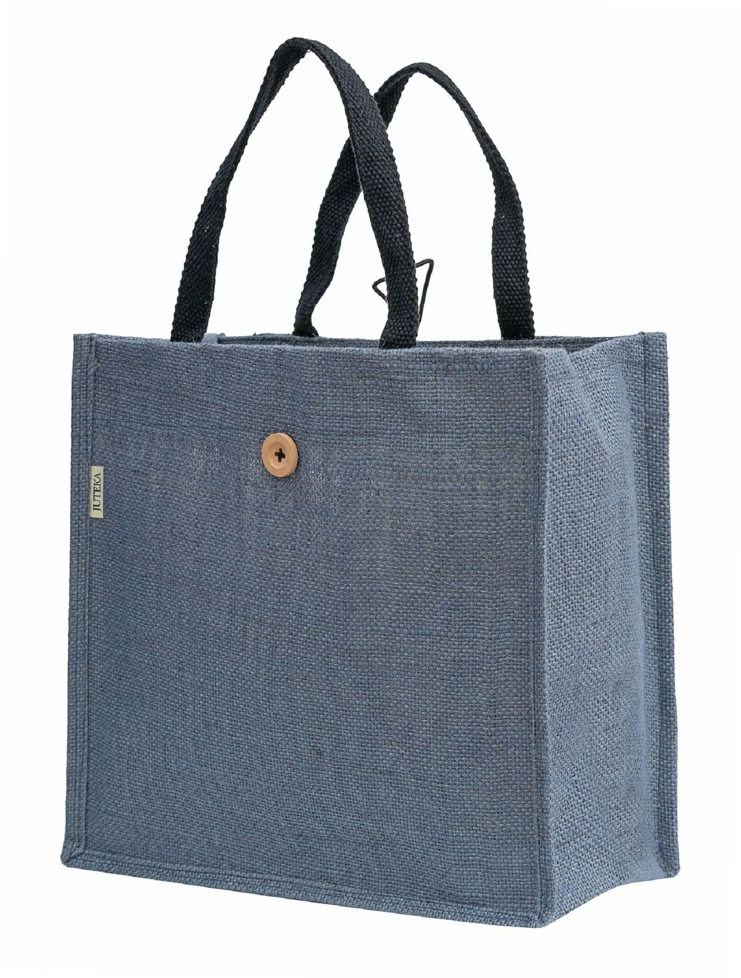 Jute Tote Bag with Button Closure