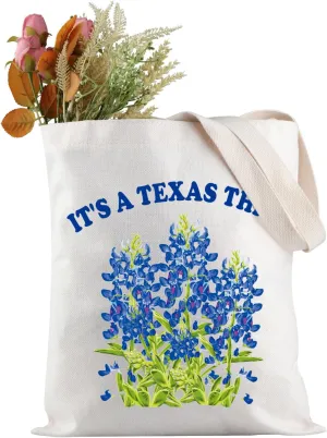 JXGZSO It's a Texas Thing Bluebonnet and Yellow Rose of Texas Tote Bag Gift For Traveler