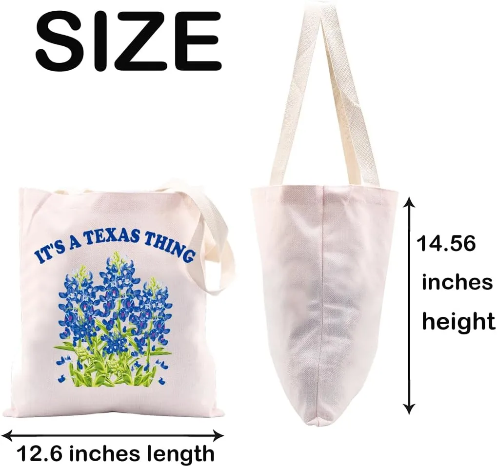 JXGZSO It's a Texas Thing Bluebonnet and Yellow Rose of Texas Tote Bag Gift For Traveler