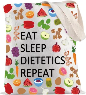 JXGZSO Nutrition Shoulder Bag Eat Sleep Dietetics Repeat Tote Bag Registered Dietitian Gift Future Dietitian Gift