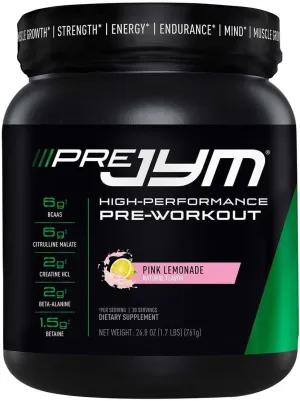 JYM Supplement Science Pre JYM Pink Lemonade Pre Workout Powder for Men & Women, BCAAs, Nootropics, Creatine HCI, Citrulline, Beta-Alanine, Betaine, Taurine, Huperzine, 30 Servings