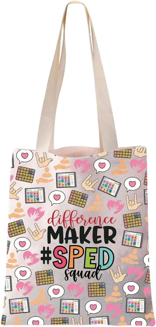 JYTAPP SPED Squad Tote Bag Difference Maker SPED Teacher Gift Special Education Teacher Gift Autism Teacher Appreciate Gifts