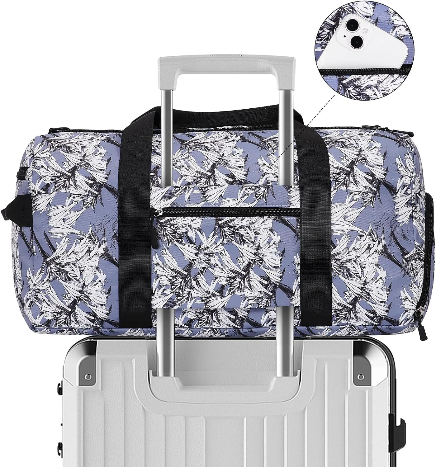 KAMO Travel Duffle Bag, Weekender Bags for Women with Shoe Compartment, Gym Bag for Women with Wet Pocket Workout Dance Tote Bag Personal Item Travel Bag with Trolley Sleeve