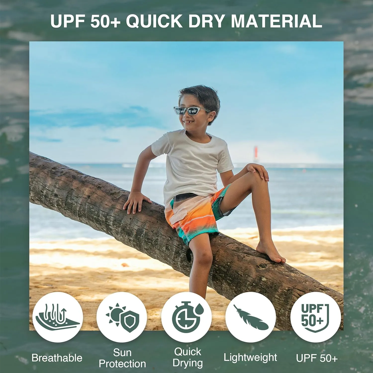 Kanu Surf Boys' Barracuda Quick Dry UPF 50  Beach Swim Trunk