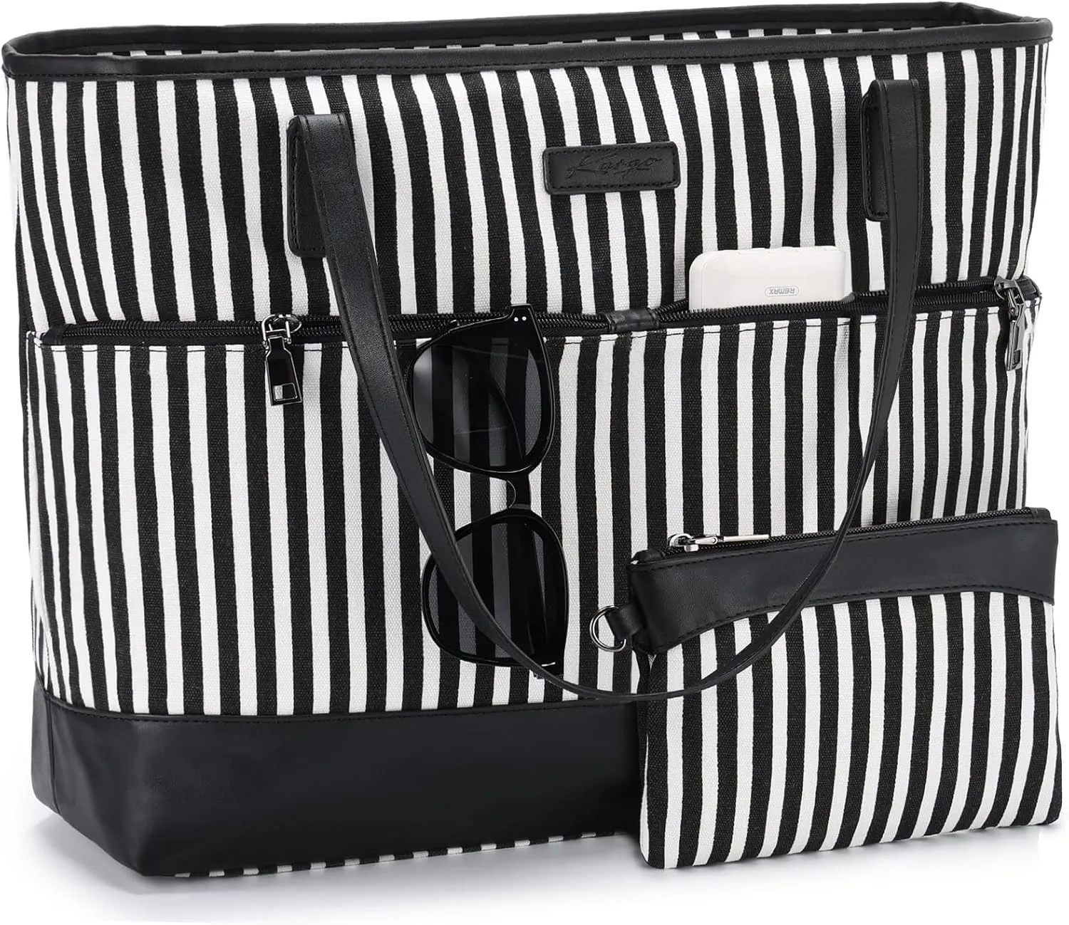 Kasqo Laptop Tote Bag for Women, 15.6" Water Resistant Shockproof Large Shoulder Work Teacher Bag with Luggage Sleeve