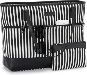 Kasqo Laptop Tote Bag for Women, 15.6" Water Resistant Shockproof Large Shoulder Work Teacher Bag with Luggage Sleeve