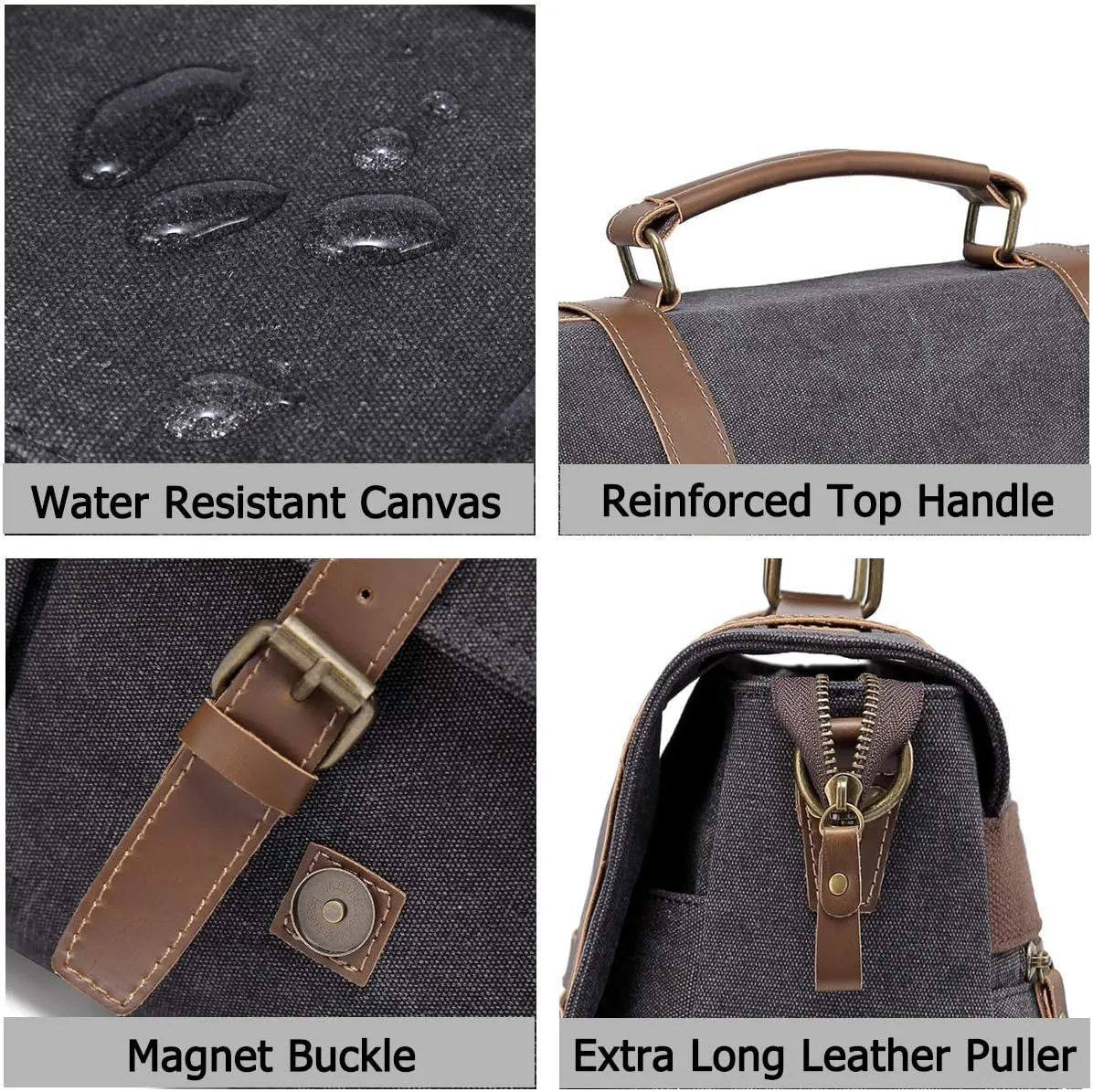Kasqo Mens Messenger Bag, 15.6 Inch Water resistence Vintage Canvas Briefcase Satchel Bag Shoulder Work Bag Padded Shockpoof