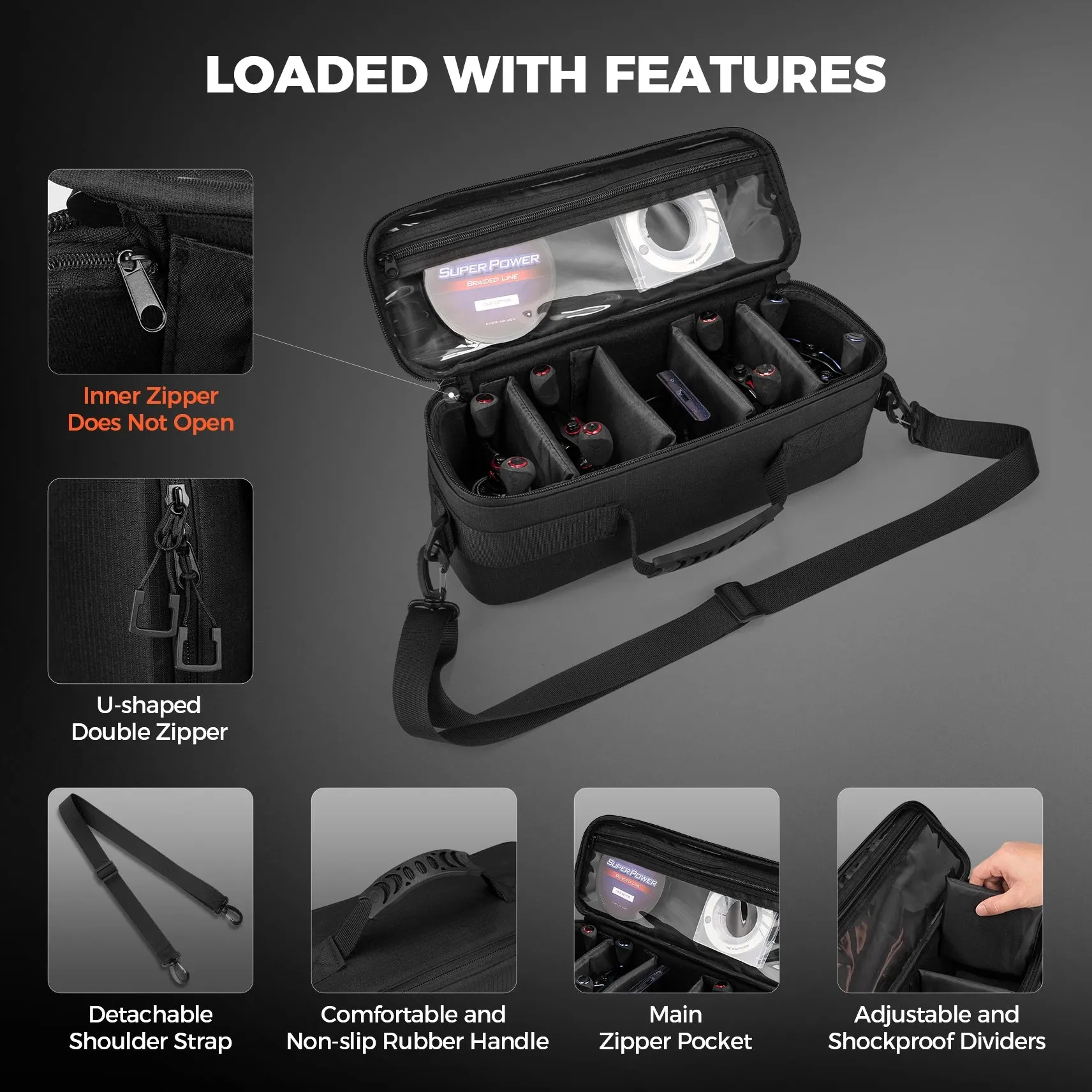 KASTKING Fishing Reel Case – Shockproof, Water-Resistant Storage With Adjustable Dividers