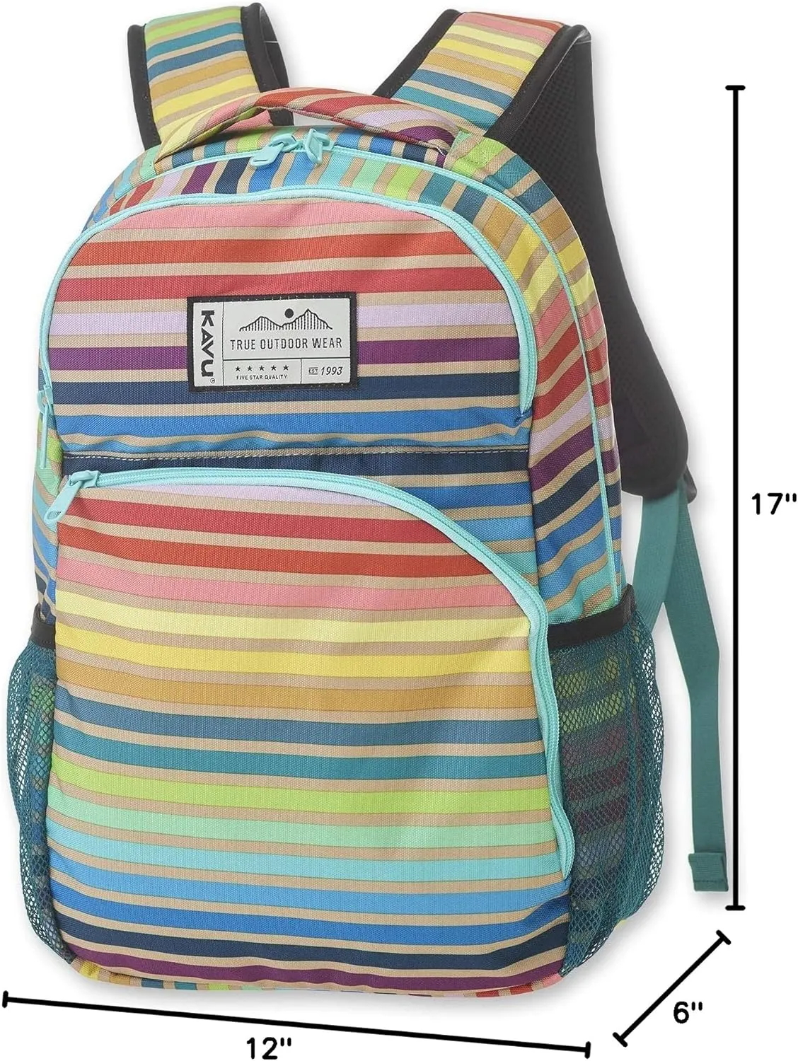 KAVU Packwood Backpack with Padded Laptop and Tablet Sleeve, Summer Stripe