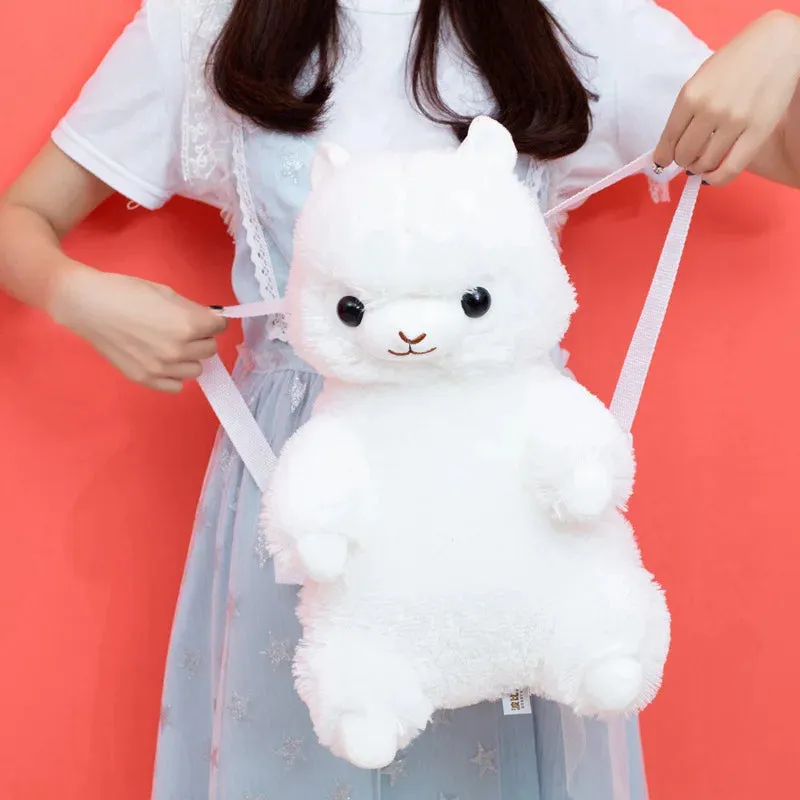 Kawaii Rainbow Alpaca Plushie Backpack