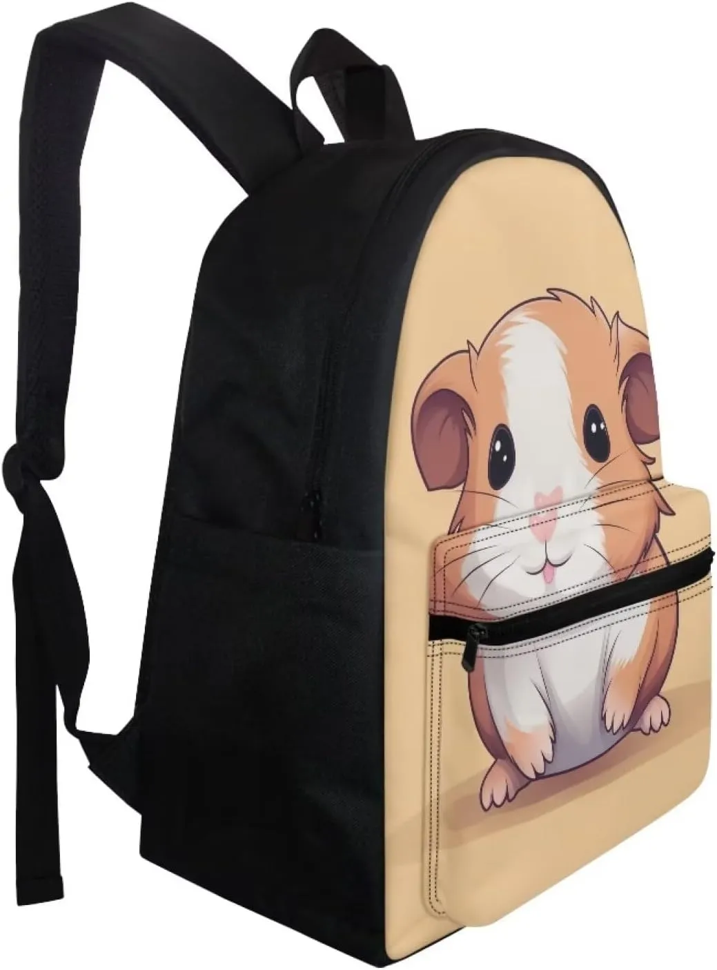 Kawaii Voles Print 3pcs Backpack for Girls 3rd to 5th Grade Casual Tote Bag School Portable Foldable Large Lunch Bag for Children and Mini Pencil Case for Secondary Schools
