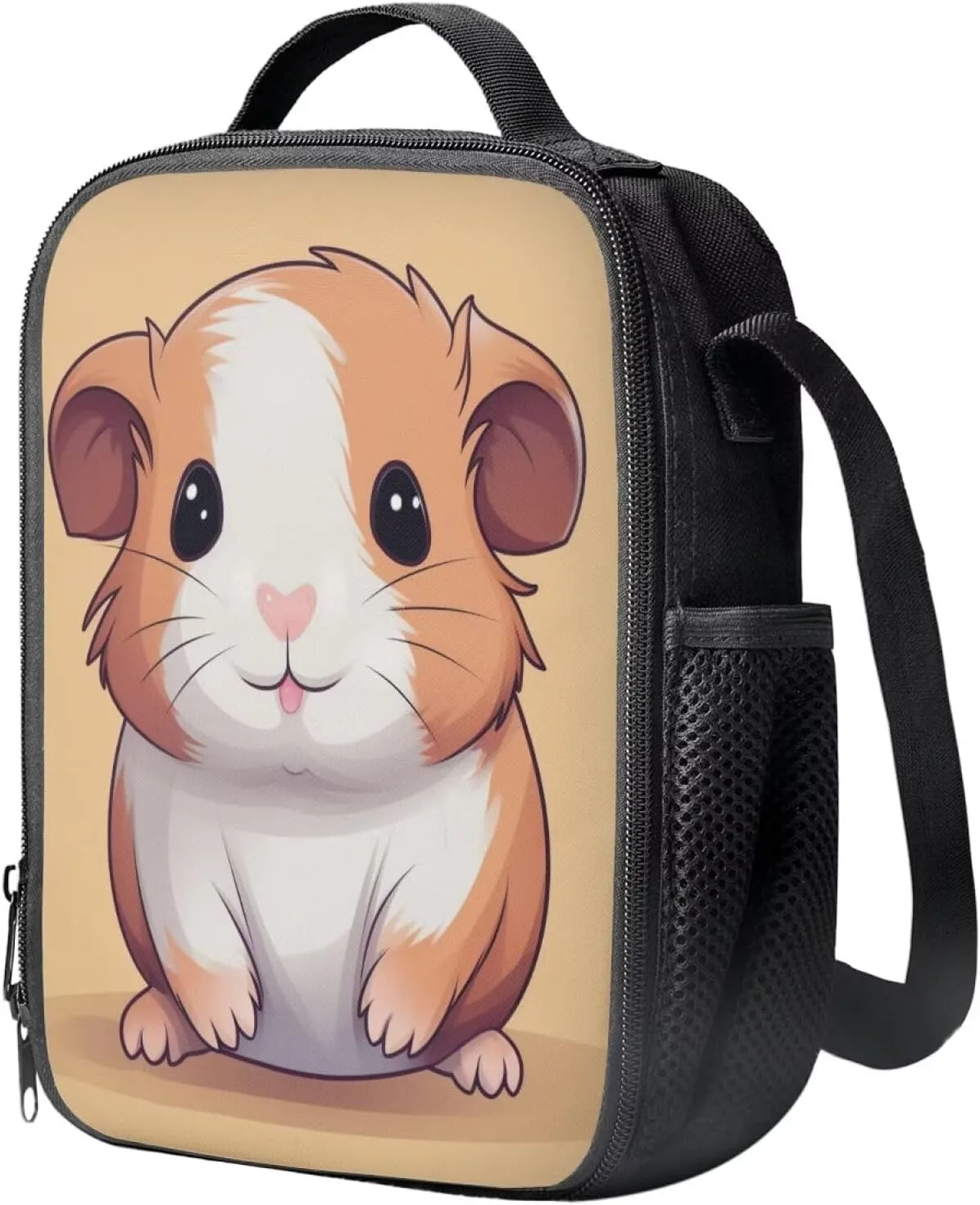 Kawaii Voles Print 3pcs Backpack for Girls 3rd to 5th Grade Casual Tote Bag School Portable Foldable Large Lunch Bag for Children and Mini Pencil Case for Secondary Schools