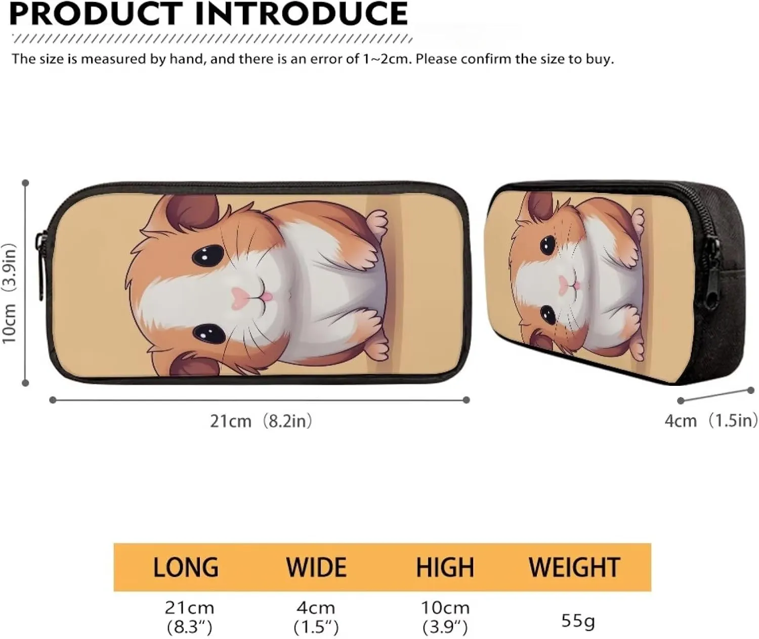 Kawaii Voles Print 3pcs Backpack for Girls 3rd to 5th Grade Casual Tote Bag School Portable Foldable Large Lunch Bag for Children and Mini Pencil Case for Secondary Schools