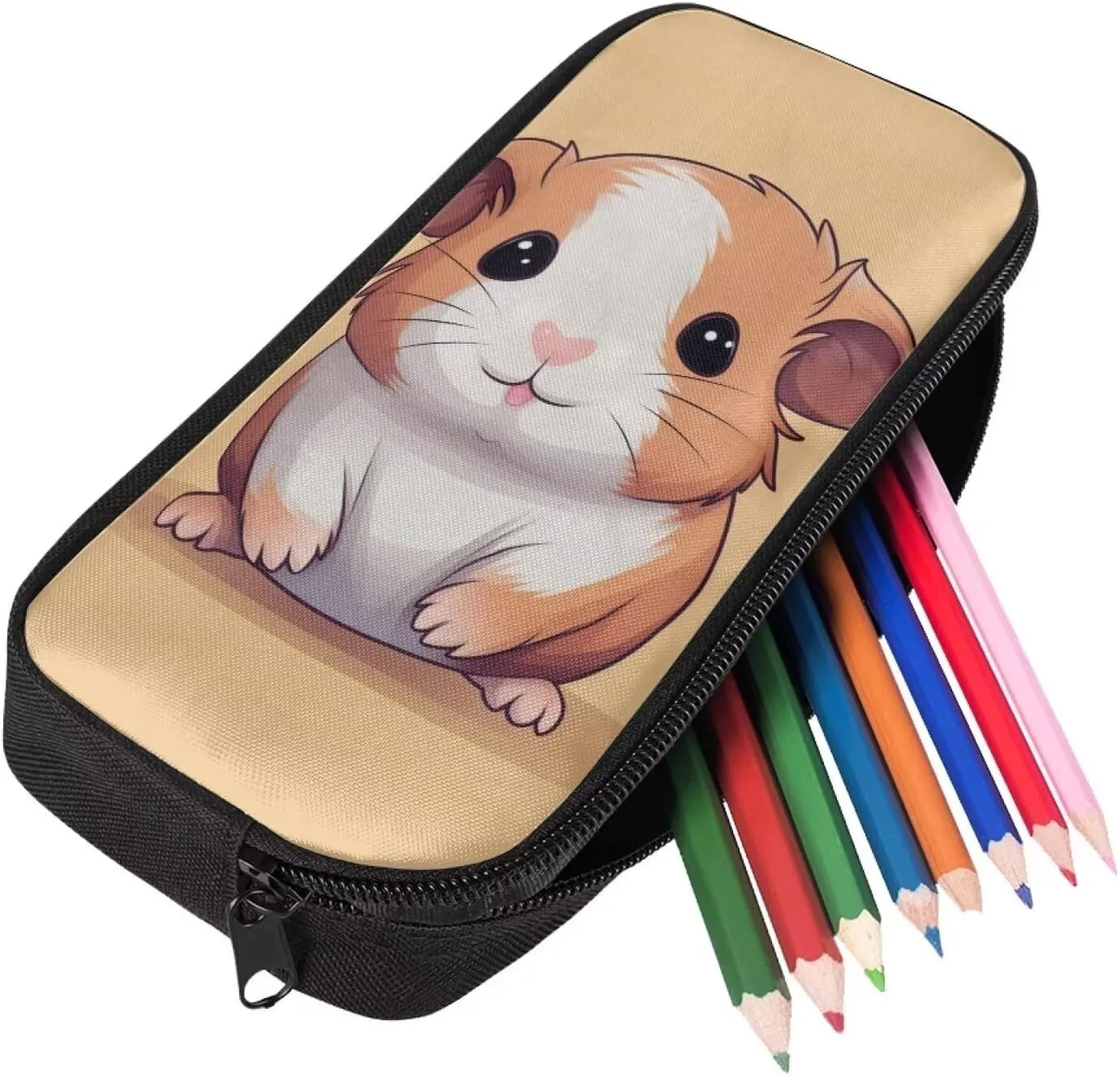 Kawaii Voles Print 3pcs Backpack for Girls 3rd to 5th Grade Casual Tote Bag School Portable Foldable Large Lunch Bag for Children and Mini Pencil Case for Secondary Schools
