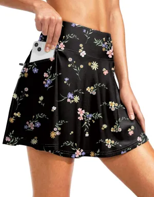 Kayrth Women's High Waisted Swim Skirt with Zipper Pockets Tummy Control Bathing Suit Swimsuit Tankini Bottoms