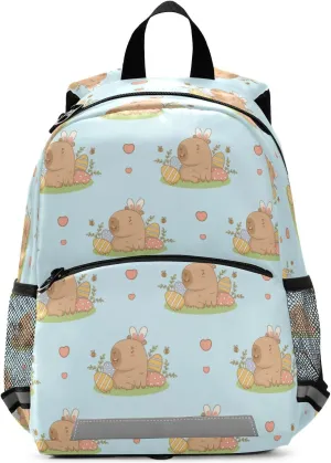 Kcldeci Easter Capybara with Bunny Ears Toddler Harness Backpack with Leash,Kid Backpack with Anti Lost for 3-6 Years Old Baby Boys Girls
