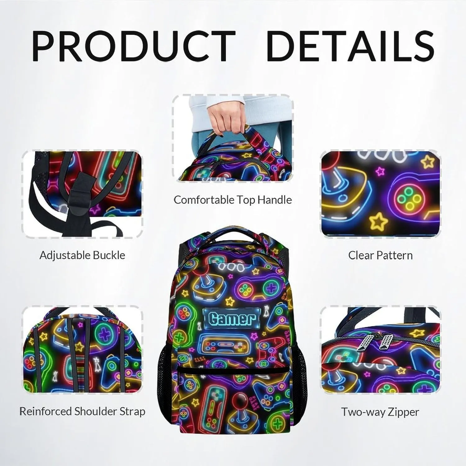 Kids Backpack Boys - Large Capacity School Bags with Lunch Bag Set - Cool Gamer Bookbag for Middle School & Travel - Kid School Supplies