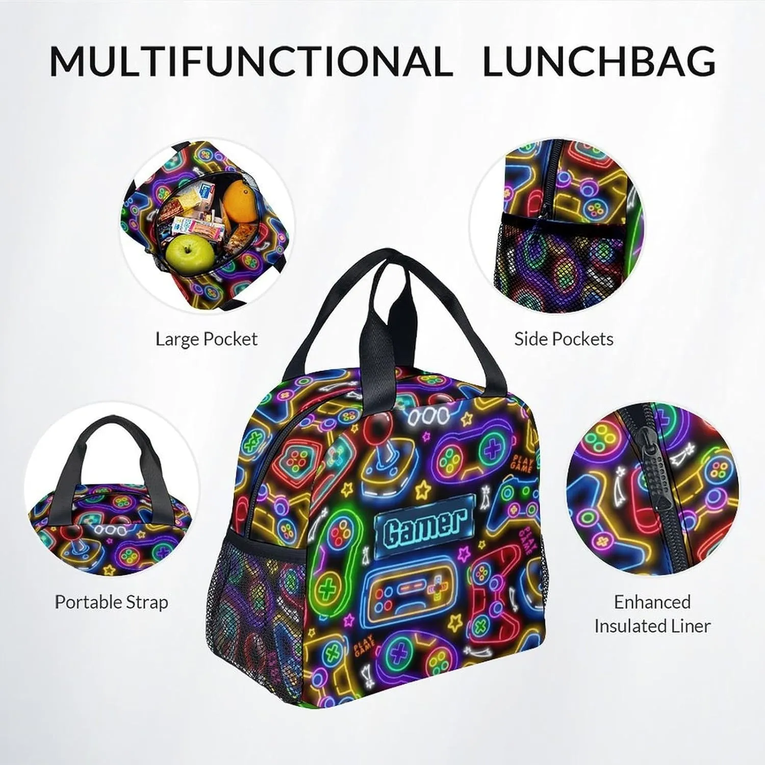 Kids Backpack Boys - Large Capacity School Bags with Lunch Bag Set - Cool Gamer Bookbag for Middle School & Travel - Kid School Supplies